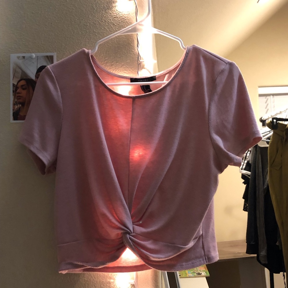 Pink knot crop top